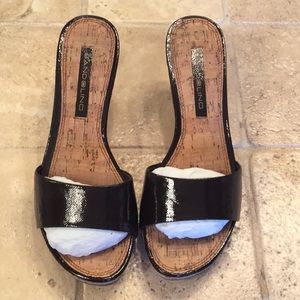 Brown slip on sandals